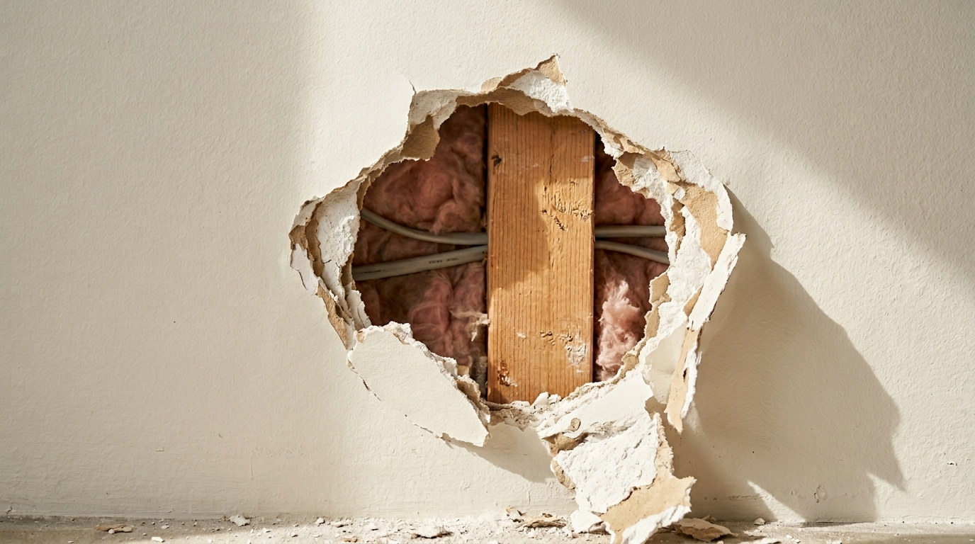Damaged drywall